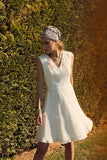 MENESTHO Silk Modal White Open back Dress