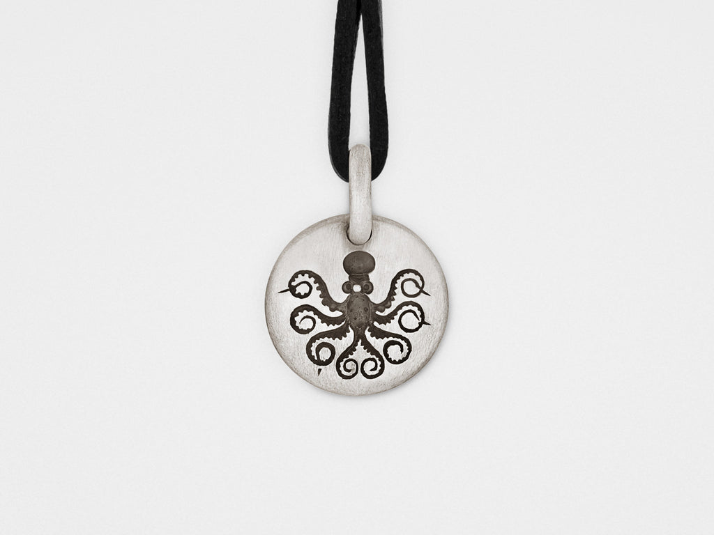 SNAKE BONES Octopus Charm Pendant in Sterling Silver