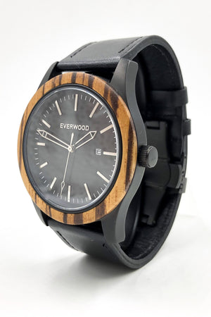 EVERWOOD Inverness in Zebrawood and Black Leather
