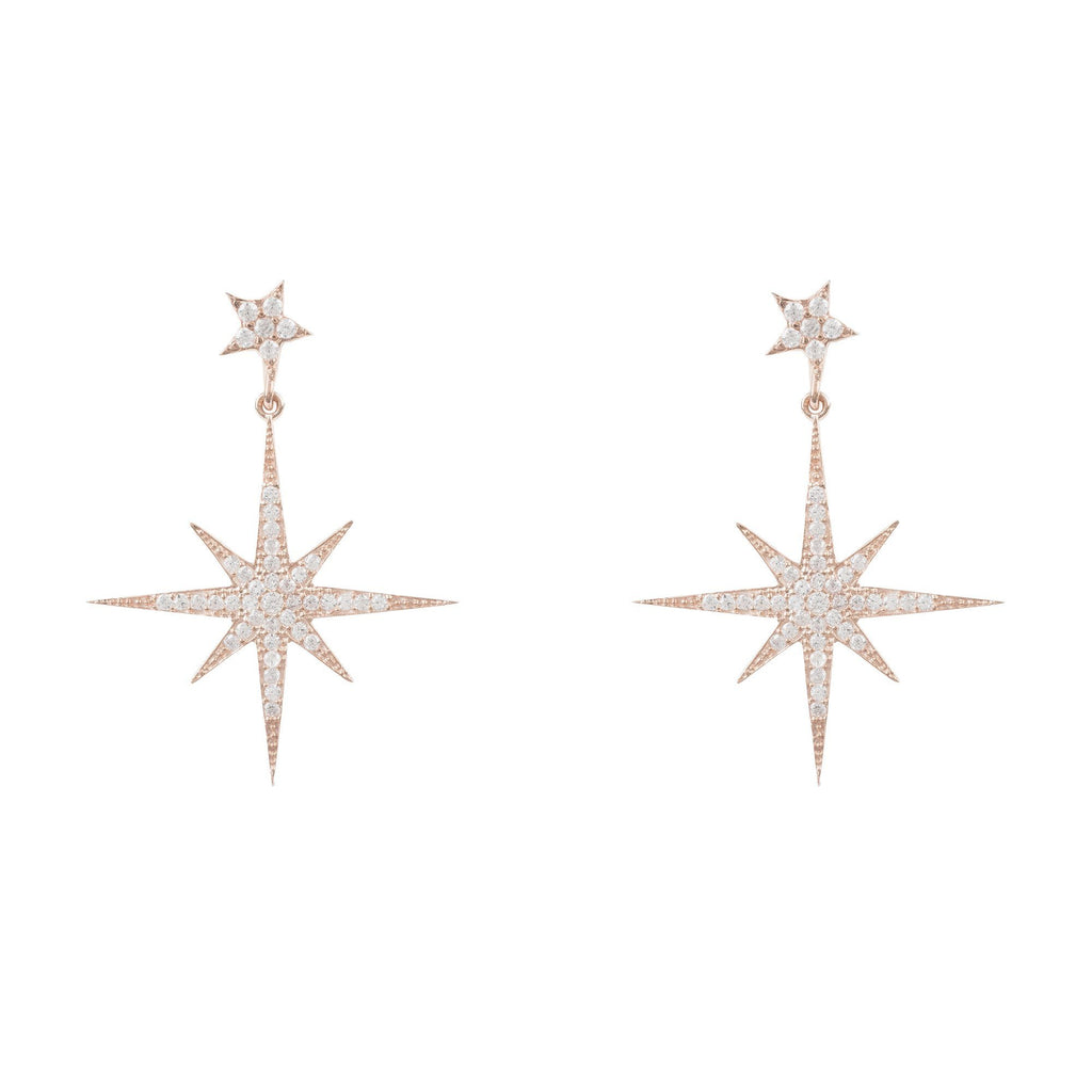 LATELITA LONDON Petite Starburst Drop Earrings in Rosegold