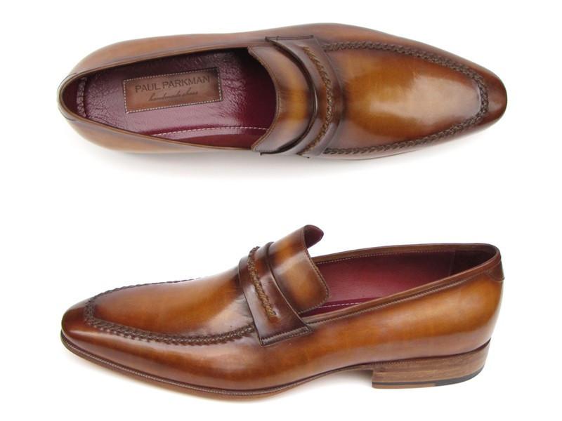 PAUL PARKMAN Men's Handmade Loafer in Brown