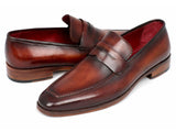 PAUL PARKMAN Penny Loafer in Bordeaux and Brown Calfskin