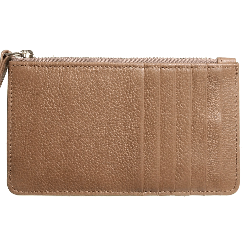 72 SMALLDIVE Grained Calf Leather Zip Wallet in Taupe