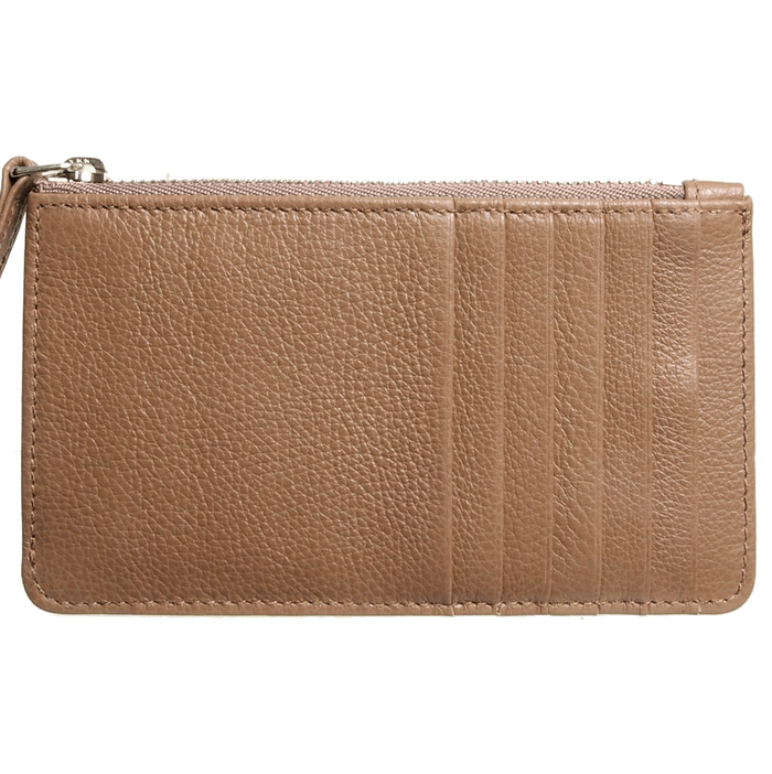 72 SMALLDIVE Grained Calf Leather Zip Wallet in Taupe