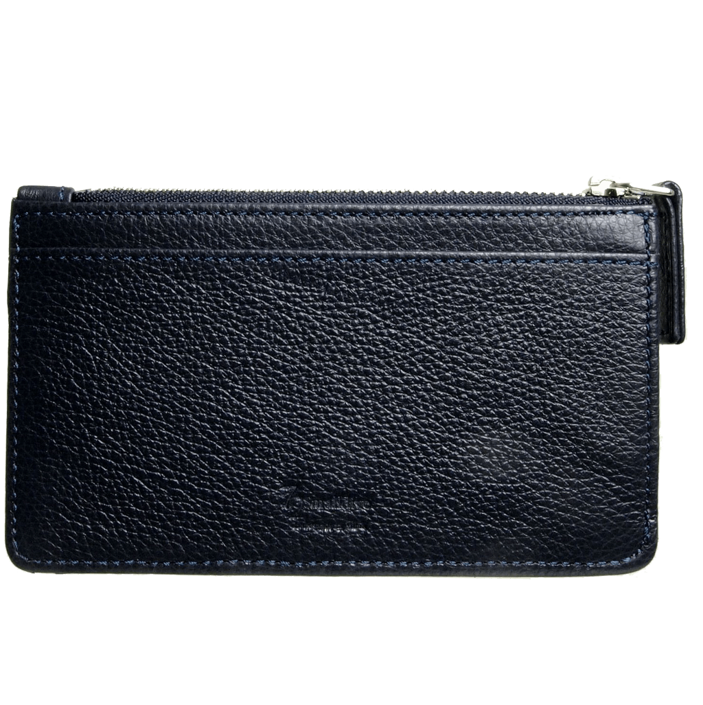 72 SMALLDIVE Grained Calf Leather Zip Wallet in Blue
