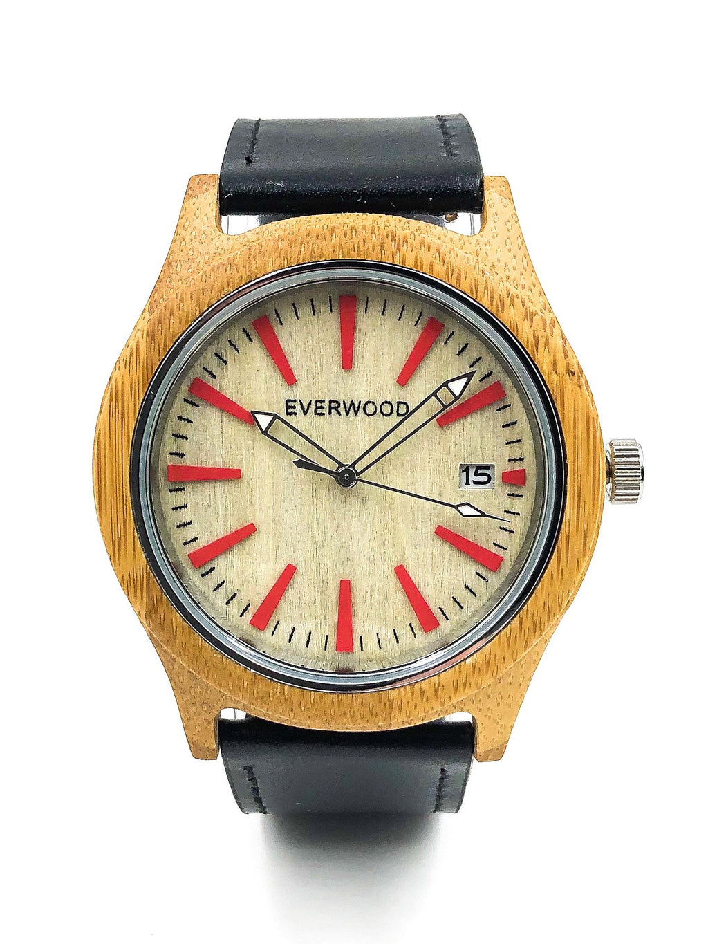 EVERWOOD Kylemore Watch in Bamboo and Black Leather